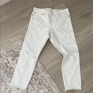 Elegant White Straight Women's Jeans